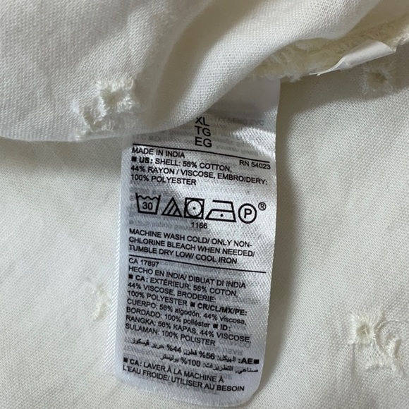 Old Navy Creamy White Cotton Blend Long Sleeve Split Neck Tunic XL - Picture 8 of 8